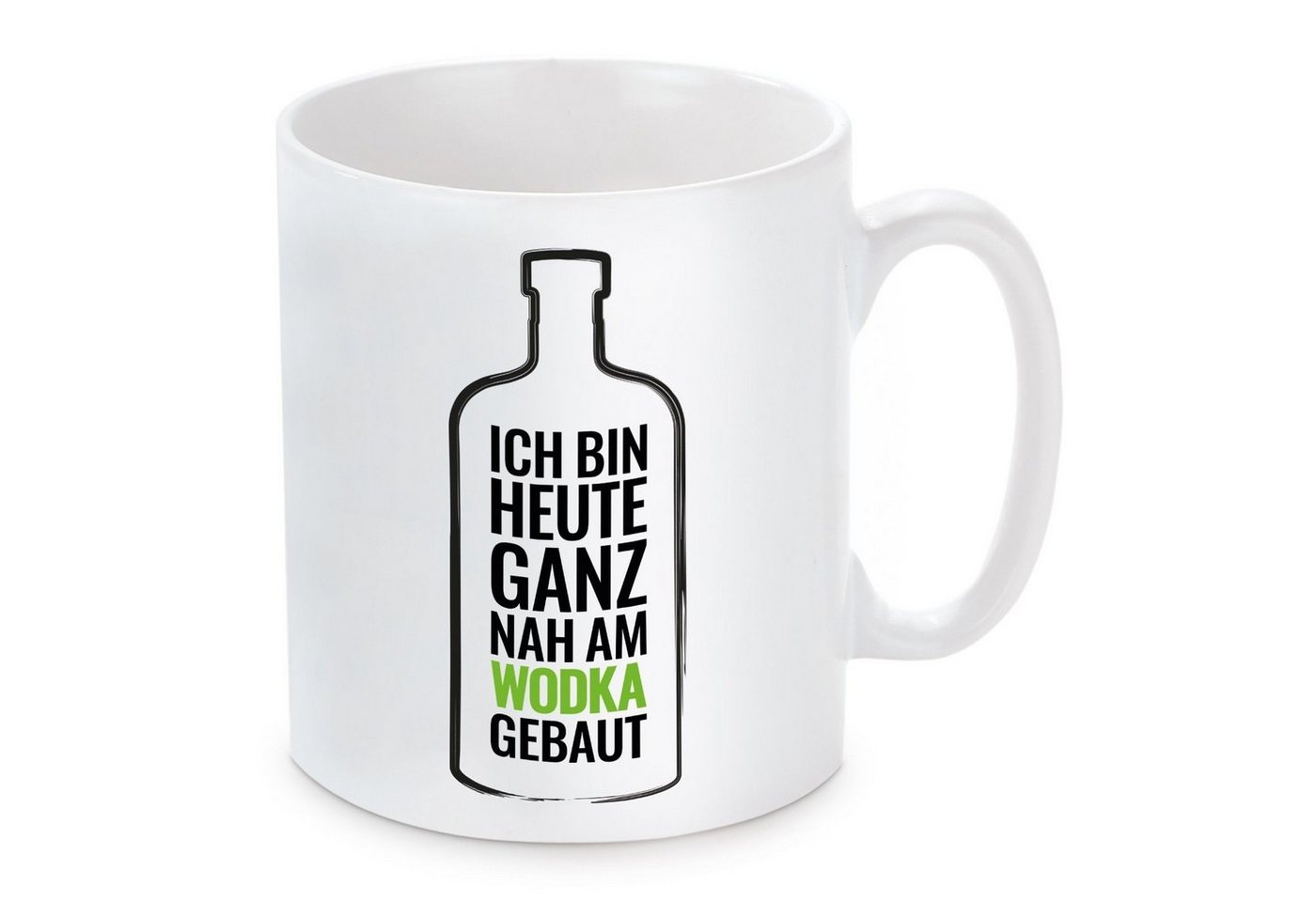 Herzbotschaft Tasse Kaffeebecher mit Motiv Ich bin heute ganz nah am Wodka, Keramik, Kaffeetasse spülmaschinenfest und mikrowellengeeignet von Herzbotschaft