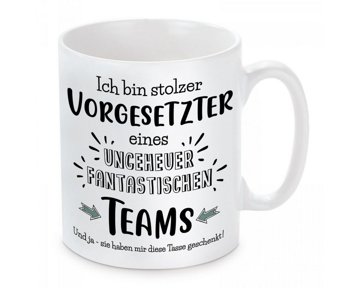 Herzbotschaft Tasse Kaffeebecher mit Motiv Ich bin stolzer Vorgesetzter, Keramik, Kaffeetasse spülmaschinenfest und mikrowellengeeignet von Herzbotschaft