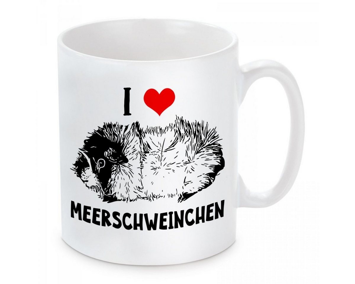 Herzbotschaft Tasse Kaffeebecher mit Motiv Ich liebe Meerschweinchen, Keramik, Kaffeetasse spülmaschinenfest und mikrowellengeeignet von Herzbotschaft