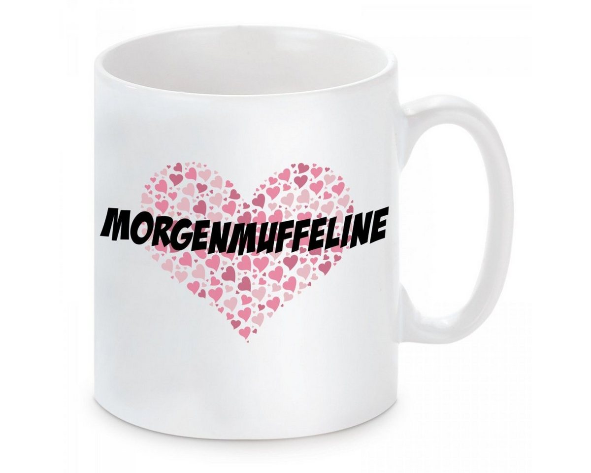 Herzbotschaft Tasse Kaffeebecher mit Motiv Morgenmuffeline, Keramik, Kaffeetasse spülmaschinenfest und mikrowellengeeignet von Herzbotschaft