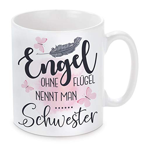 Tasse mit Motiv Modell: Engel ohne Flügel nennt man Schwester von Herzbotschaft