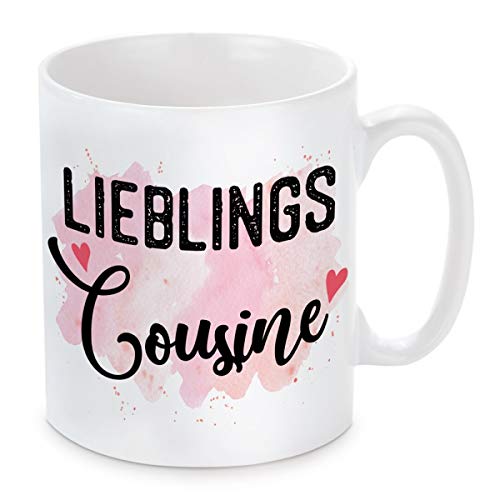 Tasse mit Motiv Modell: Lieblings-Cousine von Herzbotschaft