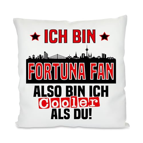 Kissen mit lustigem Spruch | Ich bin Fortuna Fan also bin ich cooler als du! | Fußball Deko-Kissen für Düsseldorf Fan | Skyline deiner Stadt | 40cm x 40cm optional mit Wunschtext auf der Rückseite Kissen mit lustigem Spruch | Ich bin Fortuna Fan also bin ich cooler als du! | Fußball Deko-Kissen für Düsseldorf Fan | Skyline deiner Stadt | 40cm x 40cm optional mit Wunschtext auf der Rückseite von Herzbotschaft