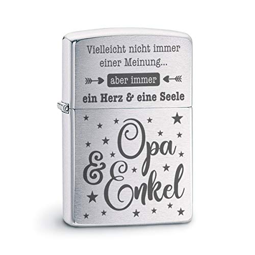 Original Zippo Benzinfeuerzeug: EIN Herz und eine Seele (Opa & Enkel) von Herzbotschaft