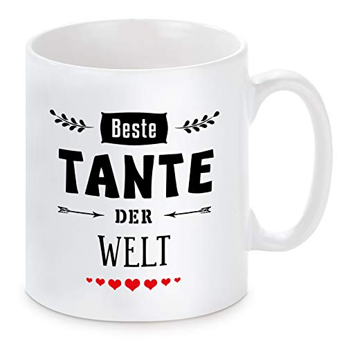 Tasse mit Motiv - Beste(r) der Welt - Tante von Herzbotschaft