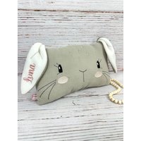 Kuschelkissen, Taufe, Geburtskissen, Personalisiert, Kissen Mit Namen, Geburt, Hasenkissen, Musselinkissen von HerzensfreundinShop