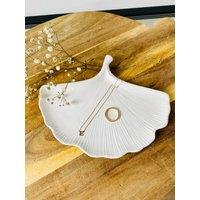 Ginkgo Blatt/Schmucktablett Raysin Weiß von HerzenslustByKim