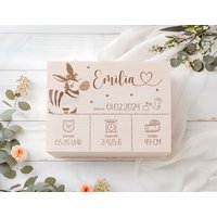 Geschenk Zur Geburt Erinnerungsbox Fürs Baby Personalisierte Mit Esel Und Geburtsdaten von Herzensprojekt