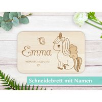 Personalisiertes Schneidebrett | Mit Einhorn Babygeschenk Frühstücksbrettchen Wunschname Taufgeschenk Holzbrett Gravur von Herzensprojekt