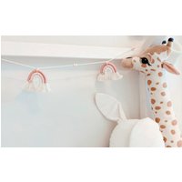 Makramee Girlande | Regenbogen Kinderzimmer Deko Boho Wickeltisch Wimpelkette Bommeln von Herzensstube