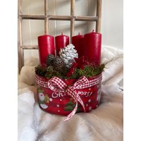 Adventskranz Rot Adventskränze Adventsgestecke Kerzenkranz Natur Sterne Zimt Zapfen Kerze Adventskranz Rot Adventskränze Adventsgestecke Kerzenkranz Natur Sterne Zimt Zapfen Kerze von Herzflair