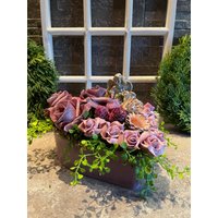 Grabgesteck Grabdekoration Totensonntag Allerheiligen Friedhof Gesteck 30x25cm Urnengrab Grabschmuck von Herzflair