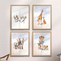 Kinderzimmer Wanddeko 4Er Posterset Safari Löwen Giraffe Elefant Mit Baby Neutral Beige Boho Babyparty A4 A3 Geschenk Junge Mädchen Kinderzimmer Wanddeko 4Er Posterset Safari Löwen Giraffe Elefant Mit Baby Neutral Beige Boho Babyparty A4 A3 Geschenk Junge Mädchen von Herzgetragen