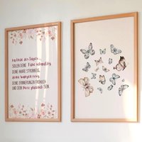 Kinderzimmerposter Set Schmetterlinge Blumen Positive Affirmation Wandbild Deko Geschenk Geburt Taufe Babyparty A3 A4 Kindergarten Schule von Herzgetragen