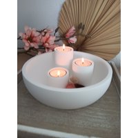 3 Teelichthalter in Schale, Weiß, Raysin von HerzleDesign