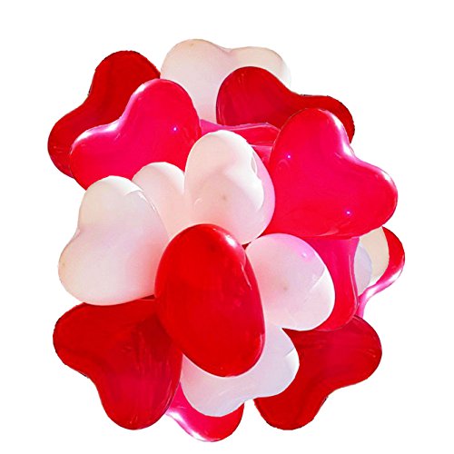 100 Herzluftballons rot weiß, helium geeignete Herz-Luftballons - Qualitätsware - Herzballons für Hochzeit, Flitterwochen, Valentinstag, Geburtstag (100, Rot / Weiß) von Herzluftballons - Lieblingsmomente