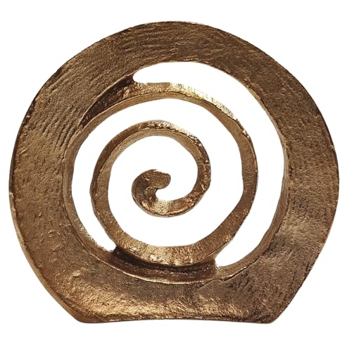 Goldene Muschel Spirale aus massiver echter Bronze 9 cm - spirituelles Geschenk zu Weihnachten, Geburtstag - für Mann und Frau als Deko Objekt von Herzmensch