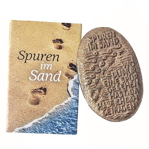Herzmensch Handschmeichler Spuren im Sand - massive Bronze, gold 3,3 x 5,1 cm - kleiner Glückstaler für Trauer, Krankheit und Genesung für alle Anlässe Herzmensch Handschmeichler Spuren im Sand - massive Bronze, gold 3,3 x 5,1 cm - kleiner Glückstaler für Trauer, Krankheit und Genesung für alle Anlässe von Herzmensch