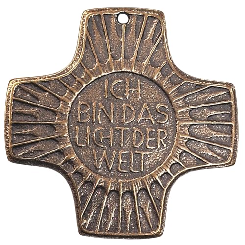 Herzmensch Kleines Kreuz - Ich bin das Licht der Welt - massives Wandkreuz aus Bronze 7 x 7 cm zum Aufhängen als Geschenk zur Hochzeit, zur Trauer, als Grabkreuz gold Herzmensch Kleines Kreuz - Ich bin das Licht der Welt - massives Wandkreuz aus Bronze 7 x 7 cm zum Aufhängen als Geschenk zur Hochzeit, zur Trauer, als Grabkreuz gold von Herzmensch