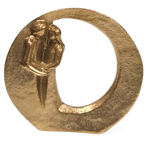 Herzmensch Mann und Frau Skulptur klein und Gold aus massiver Bronze 8 cm Liebe Brautpaar Liebespaar Figur als Geschenk zur Hochzeit, Jahrestag oder Valentinstag für Paare von Herzmensch