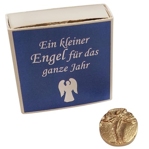 Herzmensch Mini Engel Glücksmünze 2 x 2,5 cm aus echter Bronze - EIN Schutzengel zum Neujahr als Glücksbringer oder zum Geburtstag, für Trost und Trauer Momente von Herzmensch