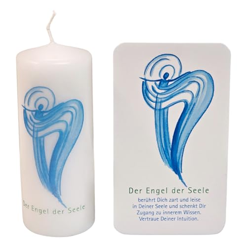 Kleine Engel Kerze der Seele blau weiß 12 cm mit passender Engelkarte 7 x 12 cm - fertig verpackt als Geschenk für Mann und Frau zu allen Anlässen Kleine Engel Kerze der Seele blau weiß 12 cm mit passender Engelkarte 7 x 12 cm - fertig verpackt als Geschenk für Mann und Frau zu allen Anlässen von Herzmensch