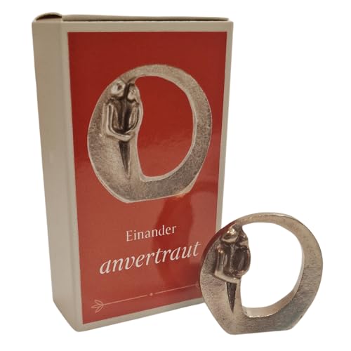 Kleine Liebespaar oder Hochzeitspaar Figur als Geschenk - Massive Silber Bronze 4 cm zur Hochzeit, zum Jahrestag, Valentinstag, Hochzeitstag von Herzmensch