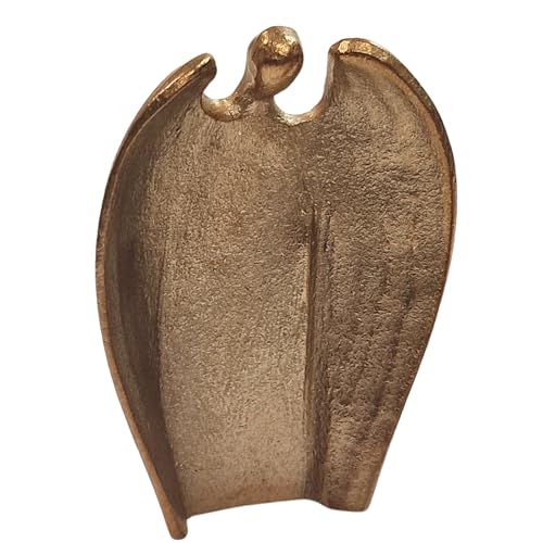 Kleiner Goldener Engel Schutzengel aus massiver Bronze 7,5 cm als Deko zu Weihnachten, Geschenk zum Geburtstag, Taufe, Kommunion - von Andrea Zrenner von Herzmensch