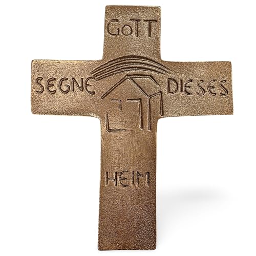 Wandkreuz Gott segne dieses Heim Haussegen Kreuz zum Aufhängen 10,5 x 13 cm gold massive echte Bronze von Andrea Zrenner Wandkreuz Gott segne dieses Heim Haussegen Kreuz zum Aufhängen 10,5 x 13 cm gold massive echte Bronze von Andrea Zrenner von Herzmensch