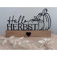 Hallo Herbst Herbstdeko Zum Aufstellen Tischdeko Flur Deko Holz Geschenkideen Herbstdekoration Klötzchen 16cm von Herzstuecke2025