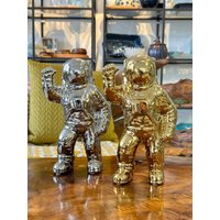 Astronaut Statue/Skulptur Kosmonaut Silber Gold Dekoration Deko Figur Aus Keramik Tischdekoration Homedecor Kreative Geschenk von HerzstueckeABG