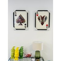 Bild/3D-Effekt-Bild Herz-Ass Pik-Dame Papiercollage Wandbild Wanddekoration Dekoration Homedecor Spielkarte Geschenkidee von HerzstueckeABG
