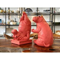 Nilpferd Buchstütze/Buchhalter Hippo Pink Set Aus 2 Teile Statue Bürodekoration Homedecor Bücher Geschenk von HerzstueckeABG