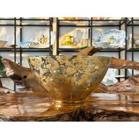 Schale/Dekorative Glasschale in Gold Dekoschale Obstschale Handarbeit Aus Glas Bonbonschale Tischdekoration Geschenkidee von HerzstueckeABG