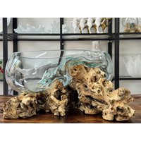 Schale Glas Auf Holz | Wurzel Mit Vase Handgefertigte Glasschale Unikat Treibholz Deko Bowl Tischdeko, Pflanzschale, Geschenkidee Schale Glas Auf Holz | Wurzel Mit Vase Handgefertigte Glasschale Unikat Treibholz Deko Bowl Tischdeko, Pflanzschale, Geschenkidee von HerzstueckeABG