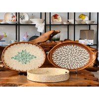 Serviertablett/Tablett Aus Rattan Rattantablett Servieren Dekoration Tischdekoration Homedecor Handarbeit Geschenkidee von HerzstueckeABG