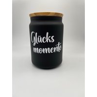 Glücksmomente - Sparglas Glas Mit Bambusdeckel Geschenk Erinnerungen Geldgeschenk Spardose Aufbewahrung Erinnerungsglas von HerzstueckevonJulia