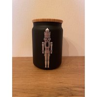 Nussknacker - Winter Glas Mit Bambusdeckel Geschenk Kleinigkeit Geldgeschenk Weihnachtsgeschenk Aufbewahrung Plätzchen Dose von HerzstueckevonJulia