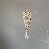 Oma - Geschenk Herz Holz Kristall Fensterdeko Sonnenfänger Oma - Geschenk Herz Holz Kristall Fensterdeko Sonnenfänger von HerzstueckevonJulia