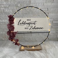 Kranz Mit Fuß/ständer | Metallring Wanddeko |Eukalyptus Personalisierbar Wunschtext von HerzundHandDesign