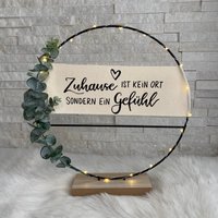 Kranz Mit Fuß/ständer | Metallring Wanddeko |Eukalyptus Personalisierbar Wunschtext von HerzundHandDesign