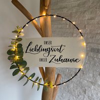 Türkranz | Kranz Metallring Wanddeko |Eukalyptus Personalisierbar Wunschtext von HerzundHandDesign