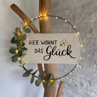Türkranz | Kranz Metallring Wanddeko |Eukalyptus Personalisierbar Wunschtext von HerzundHandDesign