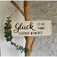 Türkranz | Kranz Metallring Wanddeko |Eukalyptus Personalisierbar Wunschtext von HerzundHandDesign