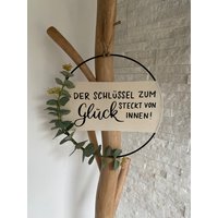 Türkranz | Kranz Metallring Wanddeko |Eukalyptus Personalisierbar Wunschtext von HerzundHandDesign