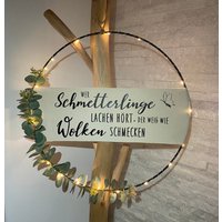 Türkranz | Kranz Metallring Wanddeko |Eukalyptus Personalisierbar Wunschtext von HerzundHandDesign