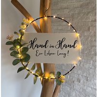 Türkranz | Kranz Metallring Wanddeko |Eukalyptus Personalisierbar Wunschtext von HerzundHandDesign