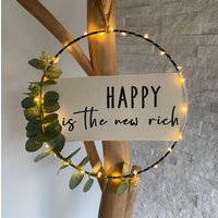 Türkranz | Kranz Metallring Wanddeko |Eukalyptus Personalisierbar Wunschtext von HerzundHandDesign