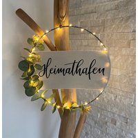 Türkranz | Kranz Metallring Wanddeko |Eukalyptus Personalisierbar Wunschtext von HerzundHandDesign