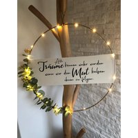 Türkranz | Kranz Metallring Wanddeko |Eukalyptus Personalisierbar Wunschtext von HerzundHandDesign